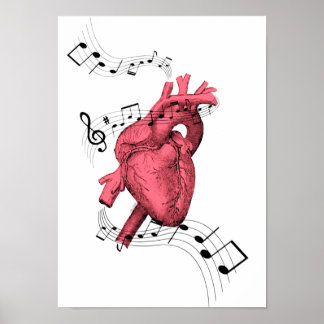 Herzdrucken, Musikstifte, Musikherz, Anatomie Poster