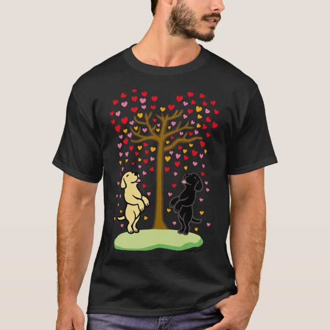 Herzdusche, gelbes Labrador und schwarzes Labor T-Shirt (Vorderseite)