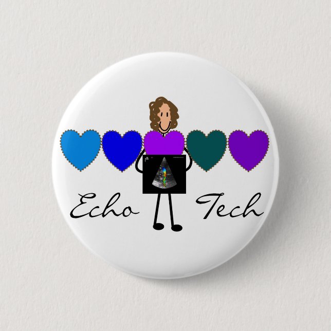 Herzecho-Techniker-einzigartige Geschenke Button (Vorderseite)