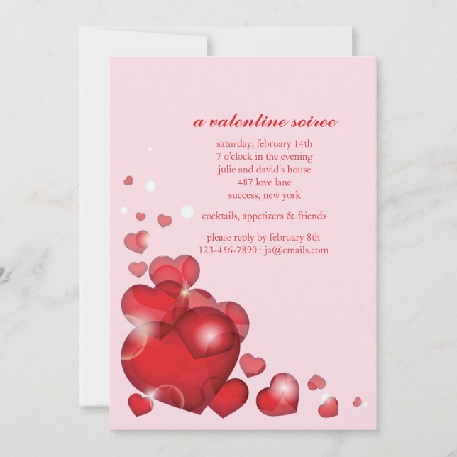 Herzecke Valentinstag Einladung (Vorderseite)