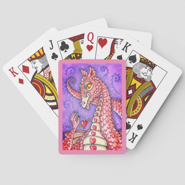 HERZEN AUF EINEM ZEICHENGRUPPEN-DRAGON-VALENTIN, F SPIELKARTEN (Rückseite)