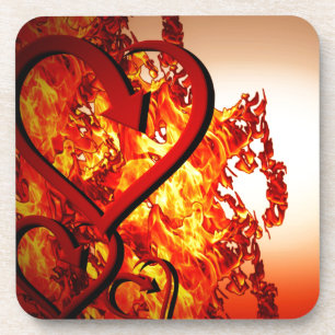 Herzen auf Feuer Untersetzer