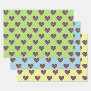 HERZEN AUF PASTEL GESCHENKPAPIER SET