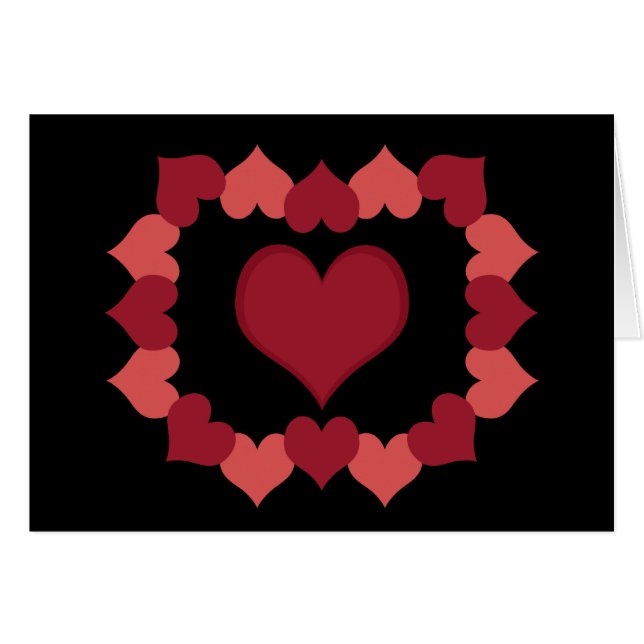Herzen auf schwarzer Karte (Vorderseite (Horizontal))