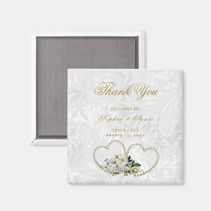 Herzen aus Perlen und Blumen, Damaszener Dank Magnet