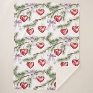 Herzen Bäume Rot Violette Bögen Weihnachten Sherpadecke