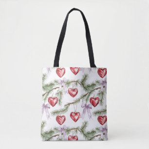 Herzen Bäume Rot Violette Bögen Weihnachten Tasche