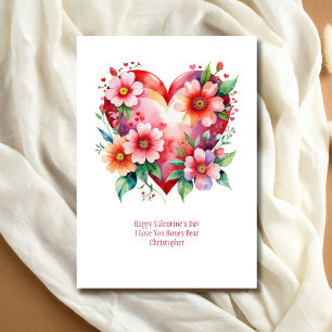 Herzen Blumen Rosa Rot Valentinstag Galentine Tag Feiertagskarte