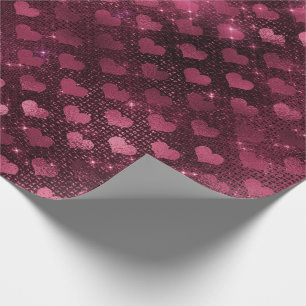Herzen BrautMarsala Glitzer-Burgunder-Zauber Geschenkpapier