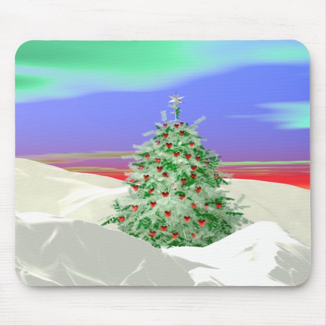 Herzen-Christbaum Mousepad (Vorne)