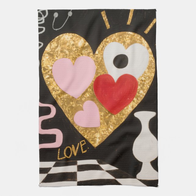 Herzen der Liebe Geschirrtuch (Vertikal)