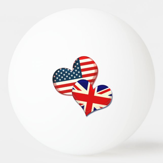 Herzen der USA und des Vereinigten Königreichs Tischtennisball (Vorderseite)
