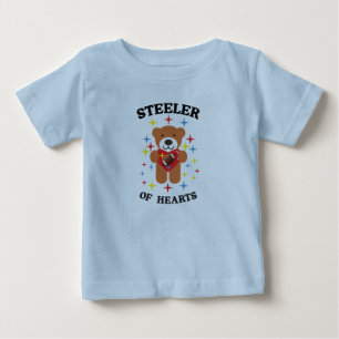 Herzen-Dieb Teddybär Fußball Baby T-shirt