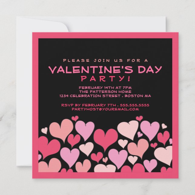 Herzen eine viel-Valentinstag-Party Einladung (Vorderseite)