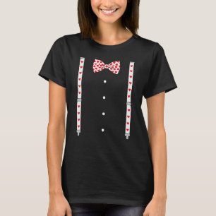 Herzen Fliege & Hosenträger Valentinstag Kostüm T-Shirt