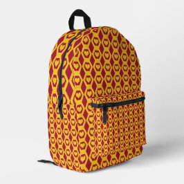 Herzen Granat Gold Sechseck Muster Bedruckter Rucksack