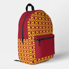 Herzen Granat Gold Sechseck Muster Bedruckter Rucksack