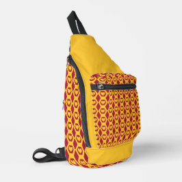 Herzen Granat Gold Sechseck Muster Crossbody Bag