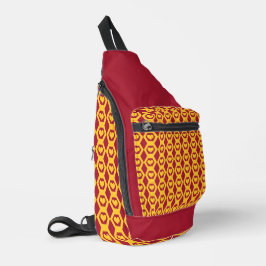 Herzen Granat Gold Sechseckmuster Crossbody Bag