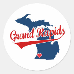 Herzen Grand Rapids Michigan Runder Aufkleber