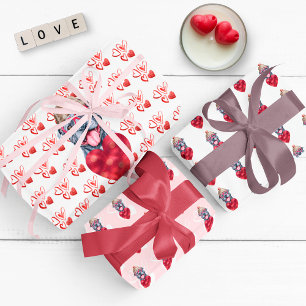 Herzen Grauer Pitbull Hundeliebhaber Valentinsgesc Geschenkpapier Set