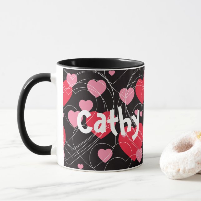 Herzen, Herzen, Herzen Tasse (Mit Donut)