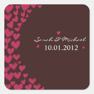 Herzen - Hochzeitsticker-2 Quadratischer Aufkleber