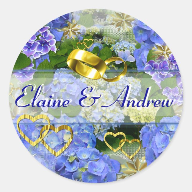 HERZEN & HYDRANGEAS ~ Umschlagsiegeler # 3 Runder Aufkleber (Vorderseite)