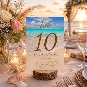 Herzen im Sand Tropische Strandhochzeit Tischnummer