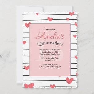 Herzen im Überfluss Quinceañera-Einladung Einladung