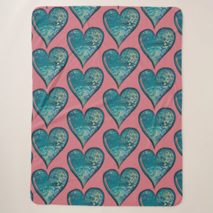 Herzen Kunstwerk blaues und rosa Herz Sherpadecke