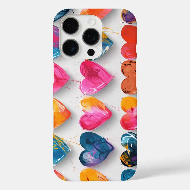 Herzen mit Skizzen und Tropfen iPhone 16 Pro Hülle (Rückseite)