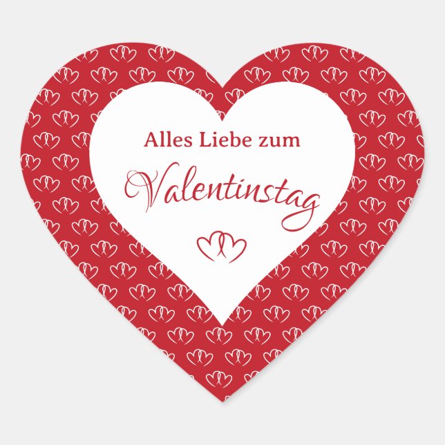 Herzen mit Valentinsgruß -  Herz-Aufkleber (Vorderseite)