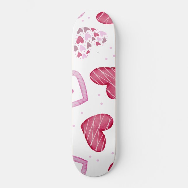 Herzen Muster 36 Skateboard (Vorderseite)