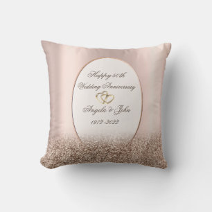 Herzen Rahmen Roségold Glitter 50. Jubiläum Kissen