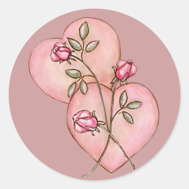 HERZEN & ROSE von SHARON SHARPE Runder Aufkleber (Vorderseite)