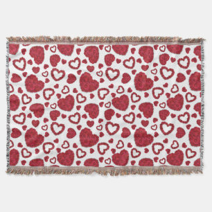 Herzen Rote Rosen Muster Minimalistischer Valentin Decke
