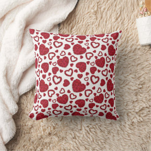 Herzen Rote Rosen Muster Minimalistischer Valentin Kissen
