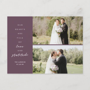 Herzen sind voll Zwei Foto Hochzeit Danke Postkart Postkarte