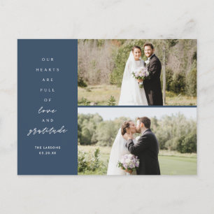 Herzen sind voll Zwei-Foto-Hochzeits-Dankeschön  Postkarte