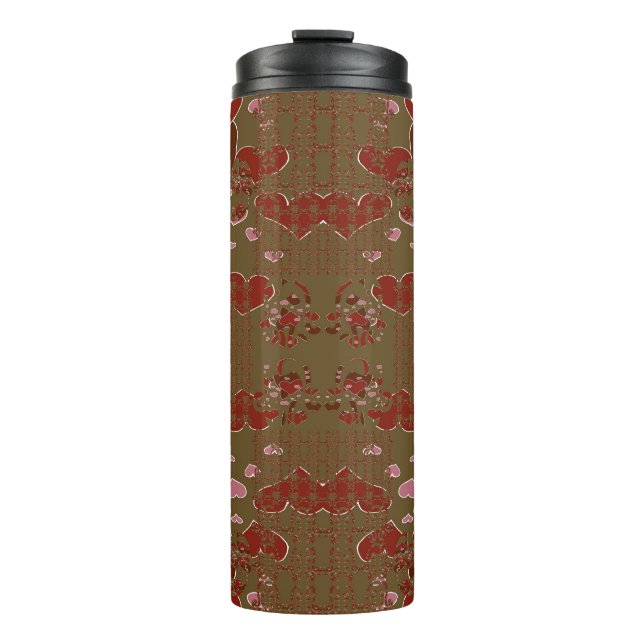 Herzen Tassenblumen Thermosbecher (Vorderseite)