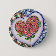 Herzen u. Blumen-Detail (2,25 Zoll rund)