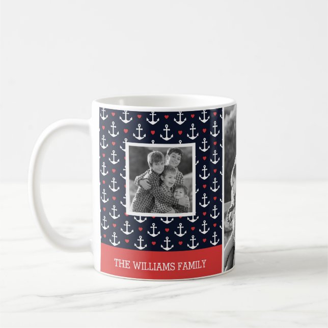 Herzen u. des Anker-Muster-| Monogramm Kaffeetasse (Links)
