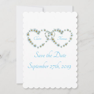Herzen und Blume beim Hochzeitsstich speichern Sie Save The Date