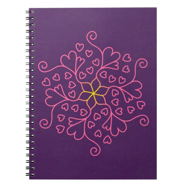 Herzen und Blume Mandala-Inspiriert Notizblock (Vorderseite)