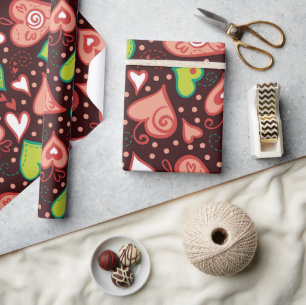 Herzen und Blumen Geschenkpapier
