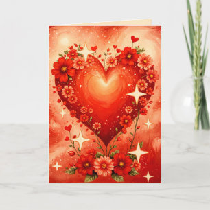 Herzen und Blumen Karte
