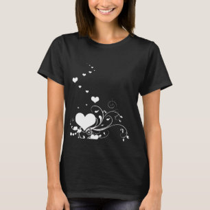Herzen und elegante, lockige Schnörkel Minimal T-Shirt