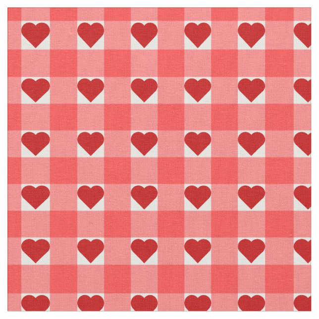 Herzen und Gingham Stoff (Nahaufnahme)
