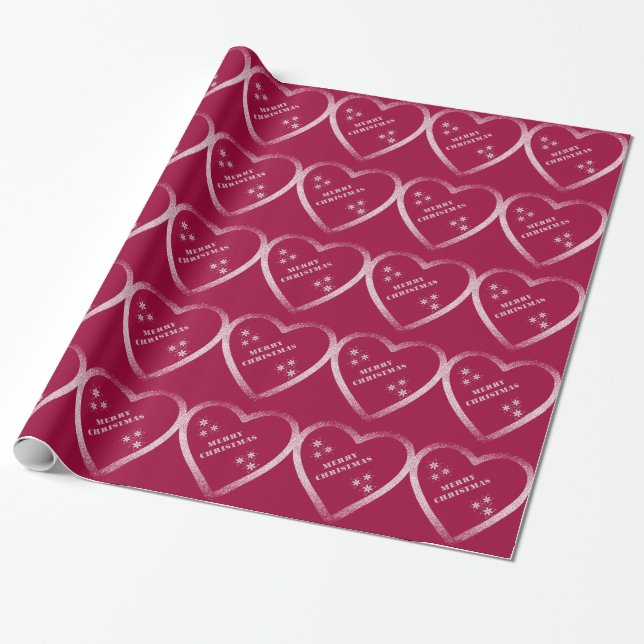 Herzen und Glitter Geschenkpapier (Ungerollt)